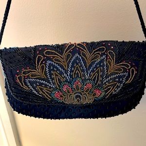 🛍Vintage Beaded Evening Shoulder Purse Bag Hand Made Button Closure